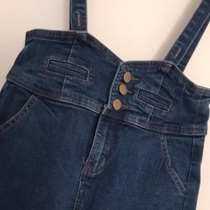 Retro denim overall skirt F21